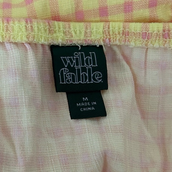 Wild Fable Double Ruched Front Gingham Plaid Yellow and Pink mini Dress - M - Picture 10 of 10